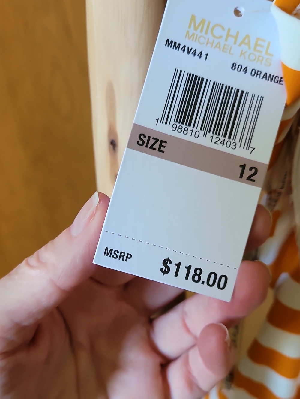Michael Kors Striped One-Piece Swimsuit in Orange and White - Picture 4 of 6